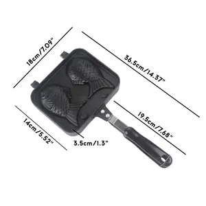 Kitchen Japanese Taiyaki Double Fish Shaped Hot Dessert Waffle Cake Maker Pan Japanese Pancake Double Pan Fry Pan Waffle Molds OEING