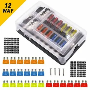 12 Way Waterproof Blade Fuse Box Block Holder 12V Automotive Fuse Distribution Panel with LED Indicator Circuit Protection Fuse Holder for Car Marine Boat RV ATV UTV Truck Motorcycle