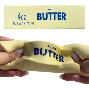 BINOK New Squeeze Ball Realistic Butter Stick Soft Squeeze Toys, Upgrade Stress Relief Fidget Toys Wet Slow Rebound Stress Relief Toy,Slow Rebound Cute Butter Squeeze Stress Balls (Beige)