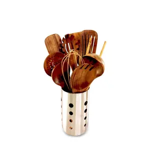 11 Pcs Wooden Nonstick Cooking Spoon Set | Teak Kitchen Utensils