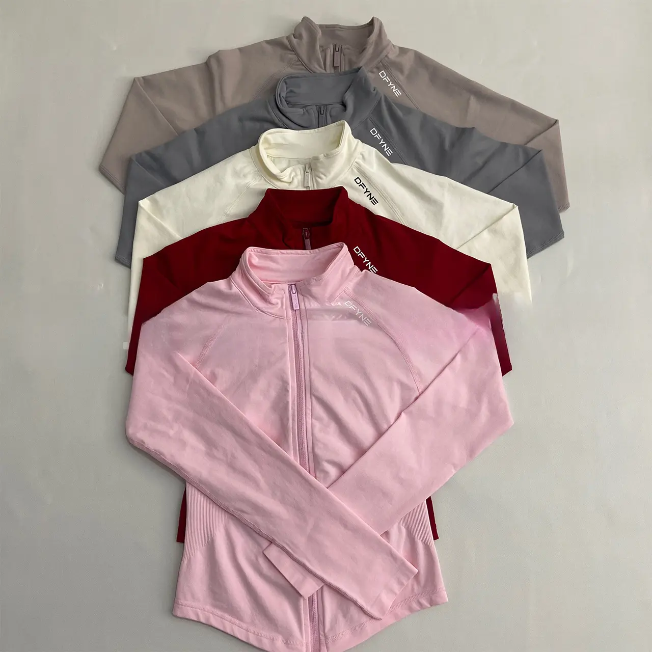 DFYNE Full Zip Fitted Gym Jacket with Stand Collar| Butter Soft Matte Athletic Running Long Sleeve| Body Sculpting Workout Outerwear for Women