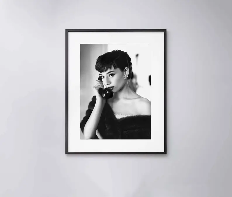 Audrey Hepburn, on Telephone, Paramount Studios 1953 Vintage - High Quality Print