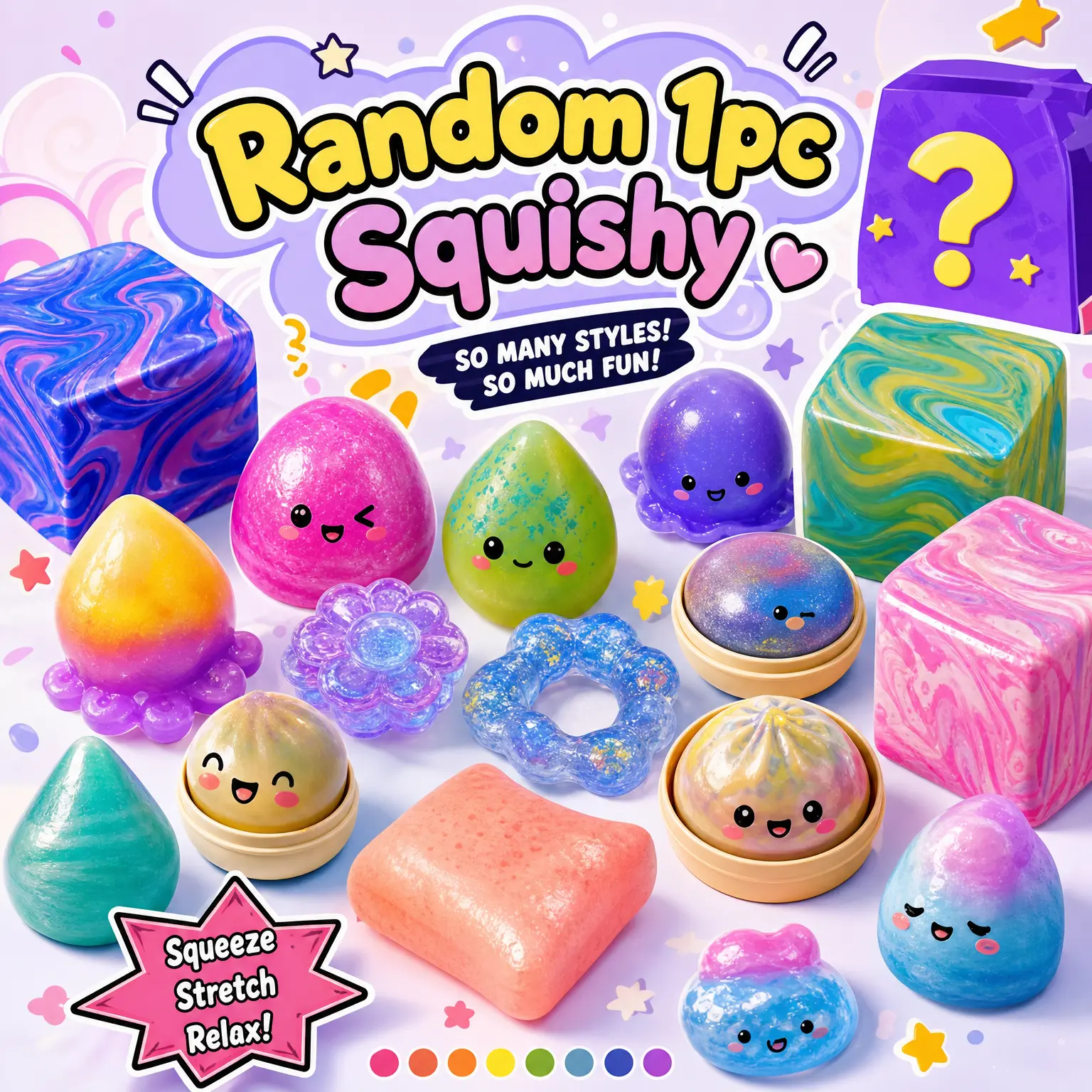 Random Style Squishy Toy | Surprise Cute Sensory Fidget Toy | Soft Squeeze Stress Relief Gift | Perfect for Collection & Daily Fun