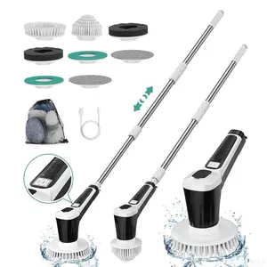 EIectric Spin Scrubber, IP68 Professional Waterproof Spin Scrubber, 4500mAh Batery Power Spin Scrubber, 51 inch Cordless Household Cleaning Brush