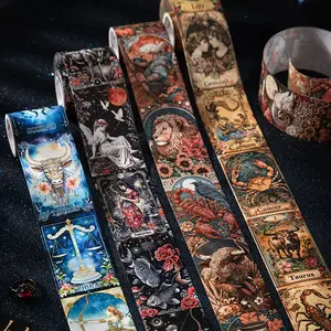 Twelve Zodiac Theme Background Tape Rolls, DIY Scrapbook Album Frame Diary Phone Case Material, Solid Color Decorative Art Stickers, Stickers Kit