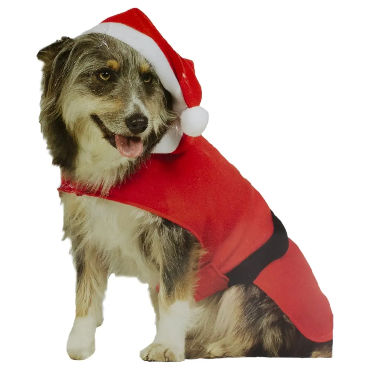212 MAIN 1-Piece Small Santa Claus Dog Costume, 32 in., Easy Fitting, White-Red Design with Matching Hat, One-Piece