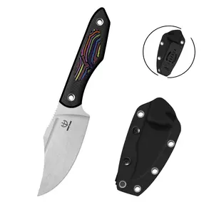 Sharp Blade YF06D Fixed Blade Hunting Knife 9Cr18MoV G10 8” Black/Stonewashed