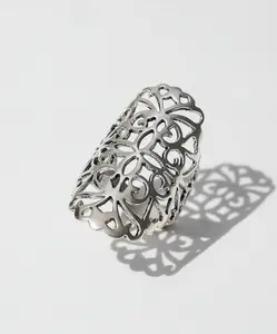 Sterling Silver 925 Filigree Shield Ring