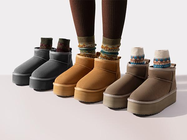 DREAM PAIRS FuzzyClassic Platform Mini Boots for Women Suede Genuine Leather, Classic Winter Ankle Snow Boots with Memory Foam Insole Lightweight Anti-Slip Outsole Outdoor DREAM PAIRS FuzzyClassic Platform Mini Boots for Women Suede Genuine Leather, Classic Winter Ankle Snow Boots with Memory Foam Insole Lightweight Anti-Slip Outsole Outdoor