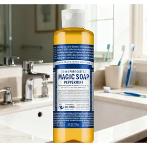 PureCastile 8Oz Peppermint Liquid Soap 18in1 Organic Vegan Concentrated