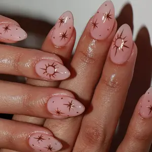 French Sun Star Nail Art Kit, Includes Jelly Glue & File, Perfect for Festive Wear, Daily Use, School, Office, Party