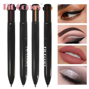 Fit Colors 4-In-1 Multifunctional Portable Makeup Pen, Eyeliner Lip Liner Highlight Eye Shadow Brow Pencil, 4 Interchangeable Tips, Full Face Application