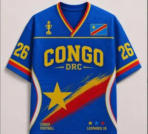 Leopards Congo DR Soccer Jersey, Adult DR Congo Football Fan Shirt,  26 Game Day Tee, Blue DRC Supporter Jersey