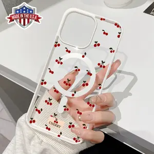 Magnetic Phone Case for iPhone 15 Plus 16 Pro Max 14 13 12 11 X XS XR Cherries all over the screen Pattern TPU Shockproof Anti-Scratch Stylish Smartphone Cover