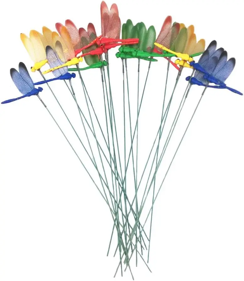 20pcs Colorful Whimsical Dragonfly Lawn Stakes, Garden Planter Ornaments, Patio Home Improvement Decor