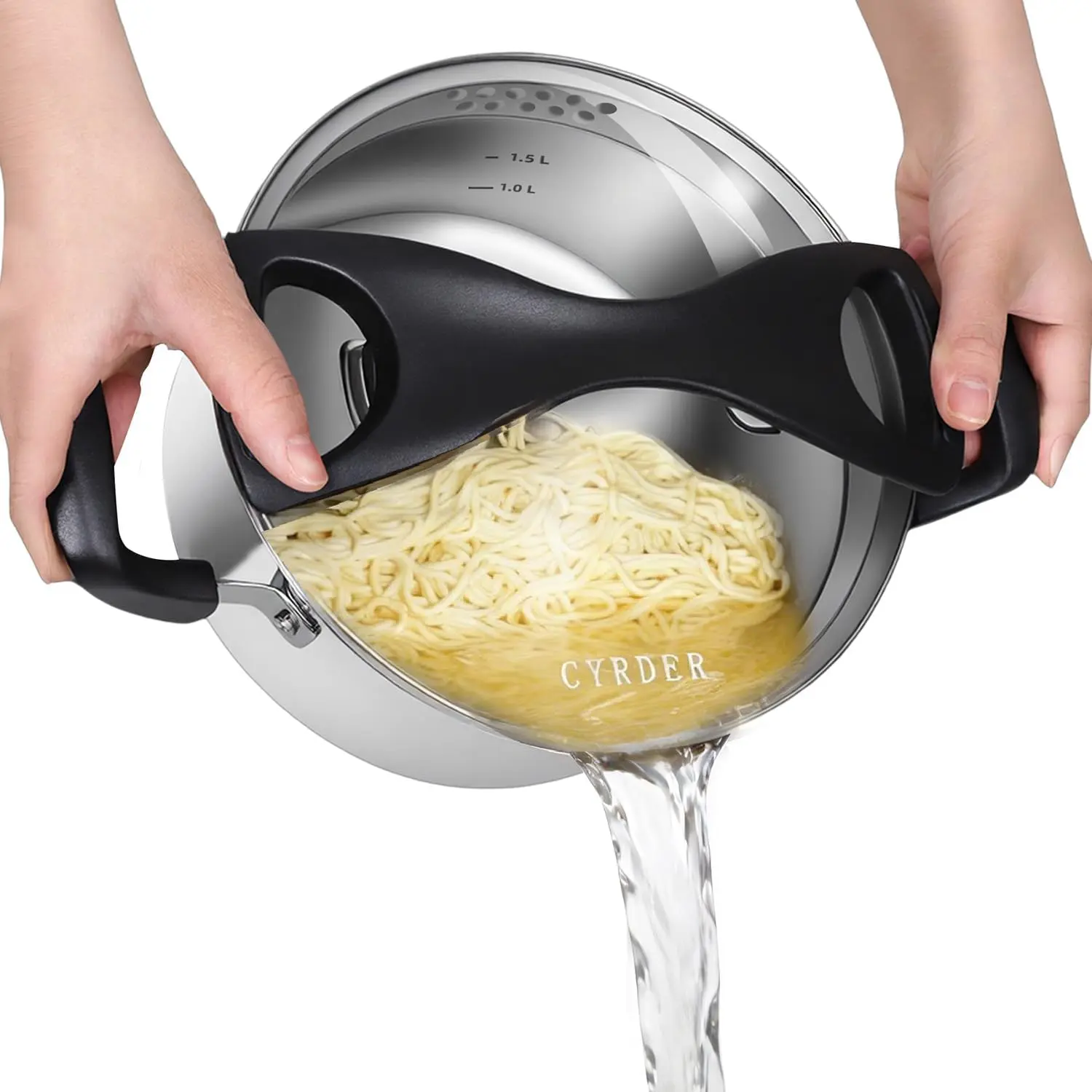 Stainless Steel 3 Quart Induction Pasta Pot with Strainer, Stain Resistant, Dishwasher Safe, Perfect for Singles and Couples