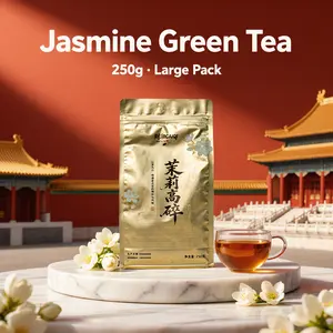 Jasmine Green Tea Loose Leaf 250g Hot & Cold Brew, Natural Floral Aroma, Smooth Non-Bitter, No Artificial Flavor, Resealable Bag, Chinese Floral Tea, Easy Brew, Refreshing Summer Drink, Classic Jasmine Flavor, Bulk Tea Great Value Pack