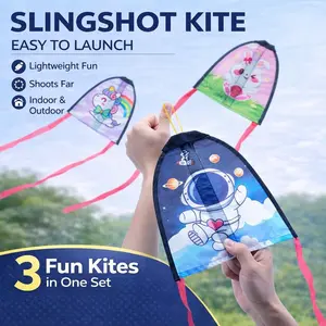 Rubber Band Rocket Kite 3-Pack – Easy to Use, Durable, Safe, Portable, Fun Outdoor Activity for All Ages