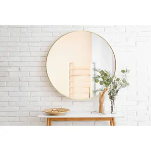 Better Homes & Gardens x Black/ Gold Round Small Decorative Wall Mirror for Bathroom or Living Room , 28"
