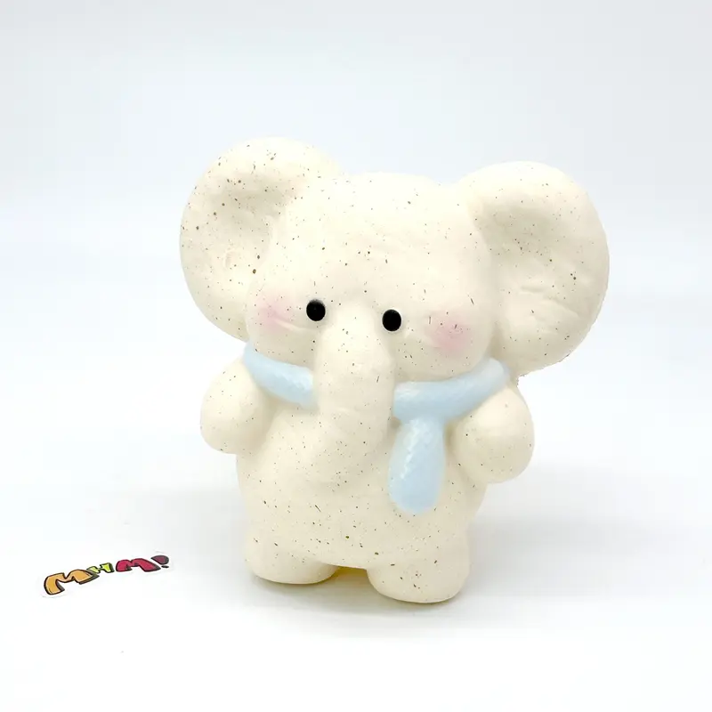MHM Soft & Fluffy Elephant Scarf Slow-Rise Squishy Toy - Ultra-Soft Foam Sensory Fidget, Nitrosamine-Free Cute Kawaii Stress Relief Tool, Decompression Aid, Animal Squishies Toys for Collectors