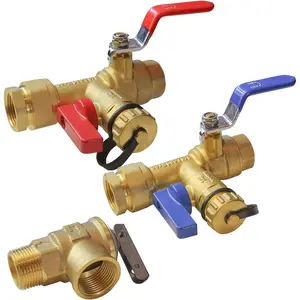 3/4-Inch IPS Isolator Tankless Water Heater Service Valve Kit with   Valve, Clean Brass