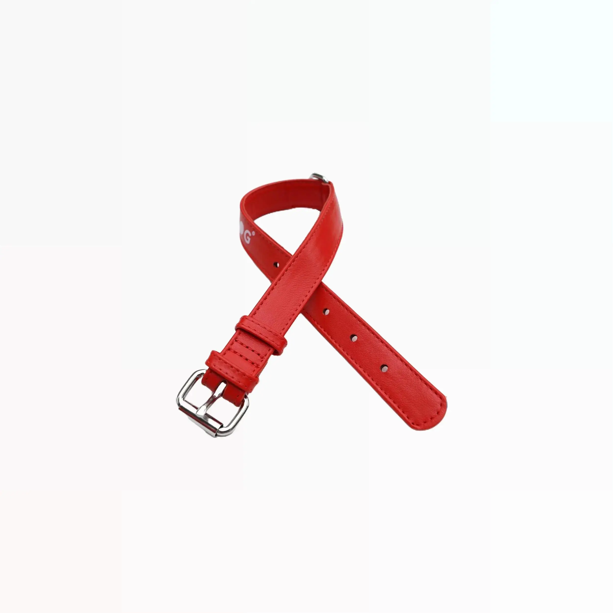 CALIDOG Deluxe Red Leather Dog Collar with Heavy-Duty Stitching & Durable Clasp