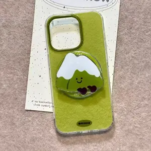 Magnetic case with folded matcha green phone case and matcha snow mountain magnetic bracket for iPhone 11 12 13 14 15 16 promax