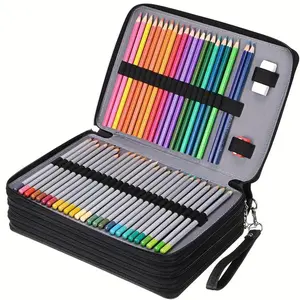 Colored Pencil Case, Large Capacity Pencil Organizer, Portable Pencil Storage Bag with Removable Handle for Artists, Watercolor Pens & Daily Office Supplies