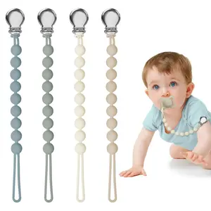 Pacifier Clips for Baby Girl Boy, Silicone Binky Holder for MAM Pacifiers, Baby Newborn Essentials Shower Birthday Gift (4-Pack)