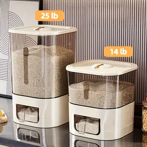 13/23 lbs Automatic Rice Dispenser with Cup, Large Capacity, High Capacity Container, Moisture-proof and Insect-proof Sealed Storage Rice Container, Suitable for Rice, Grains, Flour, Pet Food, etc., Home Kitchen Supplies
