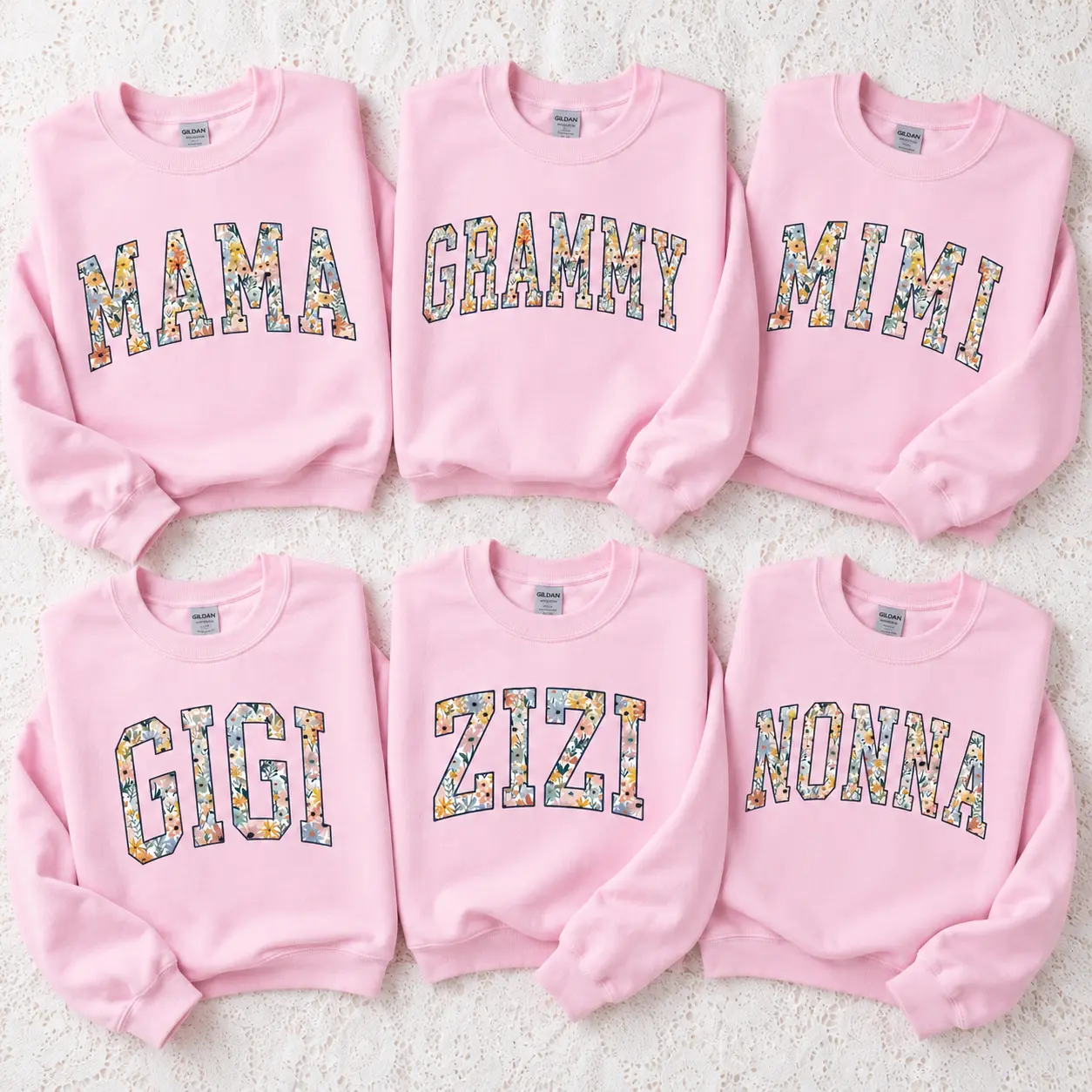 Personalized Floral Family Sweatshirt, Mama Grammy Mimi Gigi Zizi Nonna Crewneck, Custom Grandma Sweatshirt, Mother's Day Gift, Gildan Unisex Pullover -DarkFlex