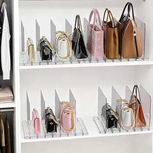 Bags Organizer for Closet, 4 Slots Adjustable Clear Shelf Dividers Purse Bag Divider for Closet Organizer, Handbag Organizers for Closets