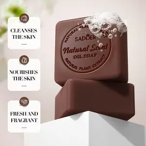 Coffee Sandalwood Soap + Foaming Net Set, Exfoliating Scrub Bar for Face & Body, Moisturizing Cleanser, Gentle Skin Care Routine, Nourishing
