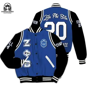 Ireishprint Zeta Phi Beta Custom Chapter Varsity Jacket, Personalized Simple Sporty Blue Z Phi B Jacket 1920 Zeta Phi Beta Sorority Jacket