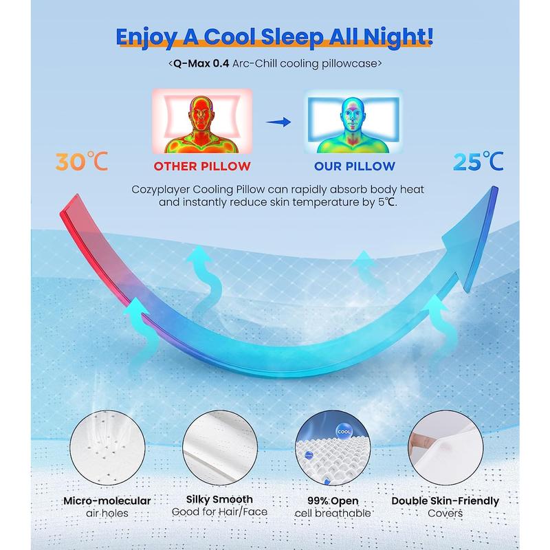 Ultra Pain Relief Cooling Pillow for Neck Support, Adjustable Cervical Pillow Cozy Sleeping, Odorless Ergonomic Contour Memory Foam Pillows, Orthopedic Bed Pillow for Side Back Stomach Sleeper Cozyplayer