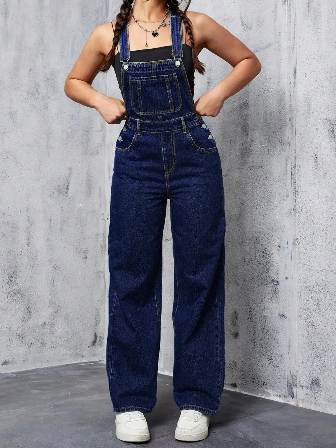 Women's Adjustable Strap Denim Workwear Jumpsuit Daily Outfits, Loose Fit Fashion Casual Overall, Spring & Fall Style, Comfortable and Stylish, Winter Essential, Everyday Well Made