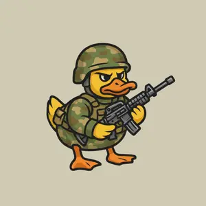 Cute Duck Soldier Sticker, Camo Tactical Gear, Assault Rifle, Funny Military Operator Decal