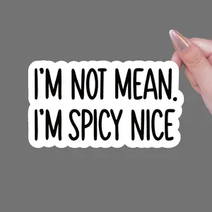 I'm not mean, I'm a spicy and beautiful vinyl sticker - fun reference stickers for water bottles, laptops, rollers, and more. -Self adhesive, plastic, wood, glass, metal design, laptop stickers, self-adhesive stickers, school supplies, back to school