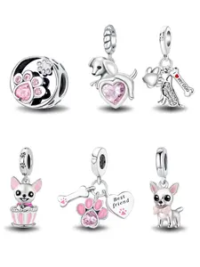 Cute Dog Paw & Teacup Design Charms, Fashionable DIY Beads for Women & Girls, Trendy All-match & Exquisite DIY Jewelry for Birthday Gift, Beads Charms Accessories
