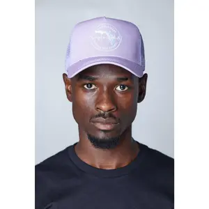 Lilac Trucker Hat:  Lavender trucker hat with white Turnpike Affiliated logo. Sturdy constructed hat with breathable mesh backing.