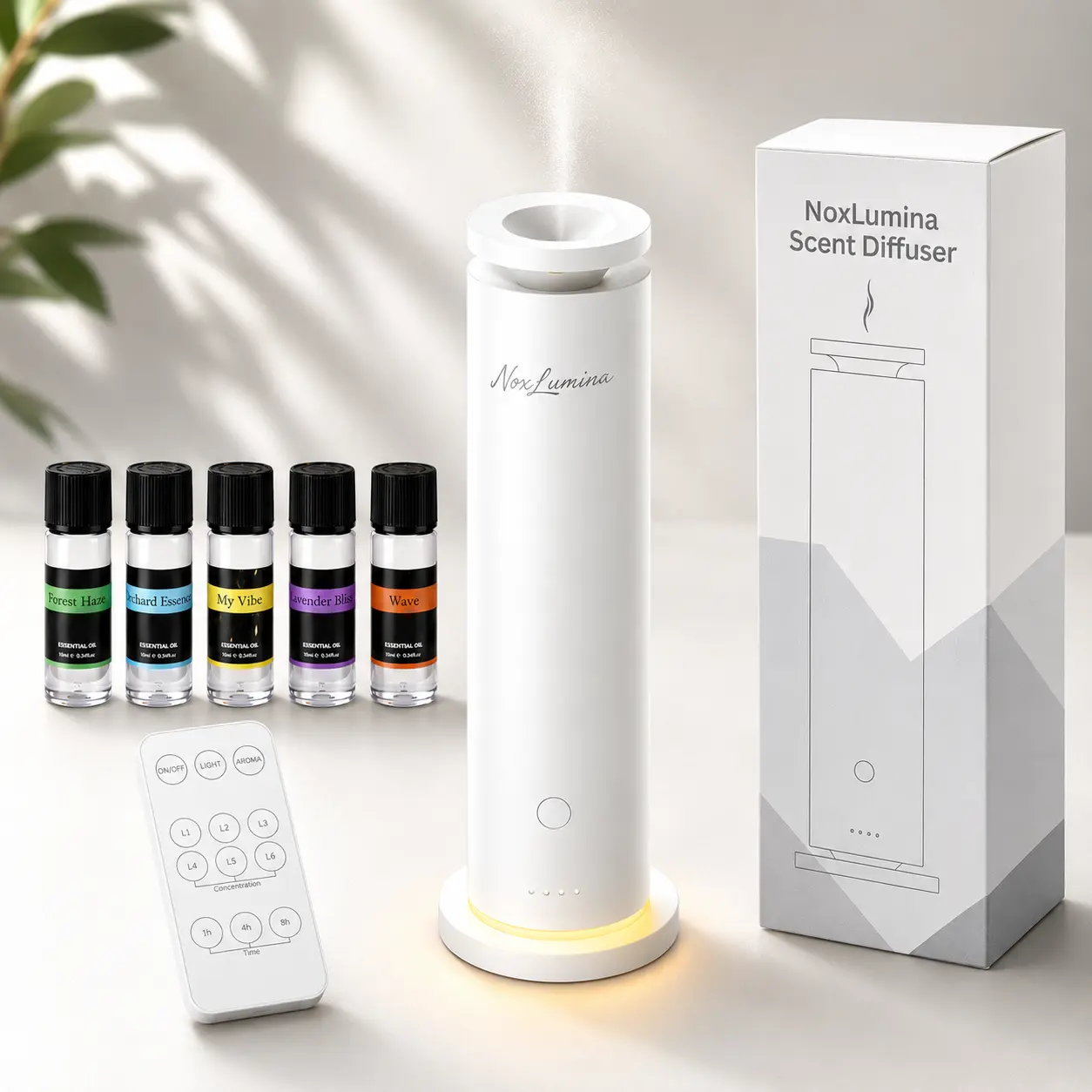Nexillumi Waterless Scent Diffuser Discovery Kit, Cold Air Aromatherapy Diffuser for Home Fragrance, Hotel-Style Scent Diffuser, Covers 1500 sq ft, 5 Fragrance Oils
