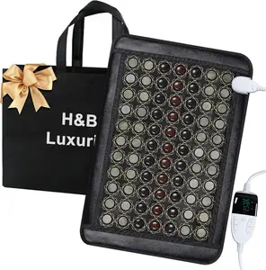 Jade Infrared Heating Pad 23.5 x 16 Inches with Travel Bag & Chair Strap, Remote Temperature Control, Auto Shut Off, 77 Natural Jade Stones