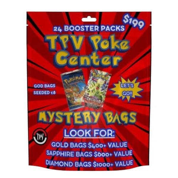 Pokemon $199 TPV Pokemon Pack Bag -24 Booster Packs with Silver& Gold &Sapphire & Diamond Bags for Collectors