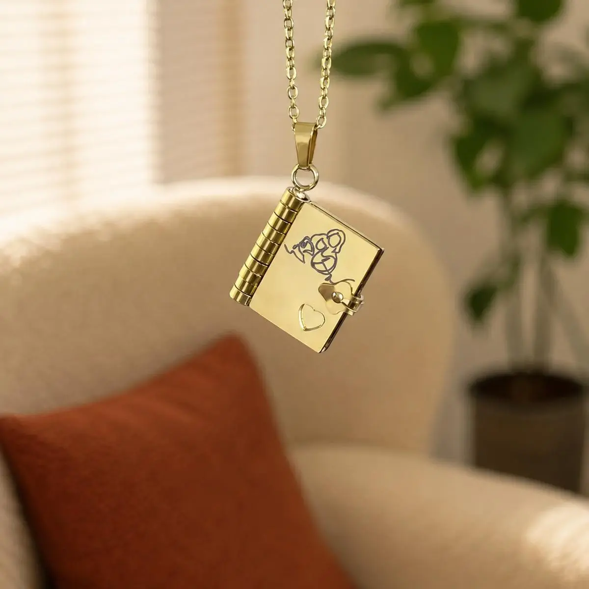 Granddaughter Message Book Pendant Necklace, 18-Inch Stainless Steel Open Keepsake, Silver, Gold, or Two-Tone Gift