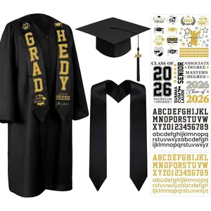 7PCS Matte Graduation Cap and Gown 2026 Tassel Unisex Adults Set with Graduation Patch for High School College Bachelor