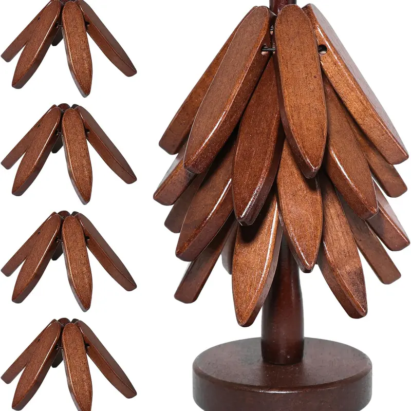 Wooden Trivets for Hot Dishes, Wooden Tree Trivet Set of 4 for Easy Storage - Suited for Hots, Pans/Bowl, Teapot, Hot Holders - Multifunctional Ornaments (Dark - 4 PCs)