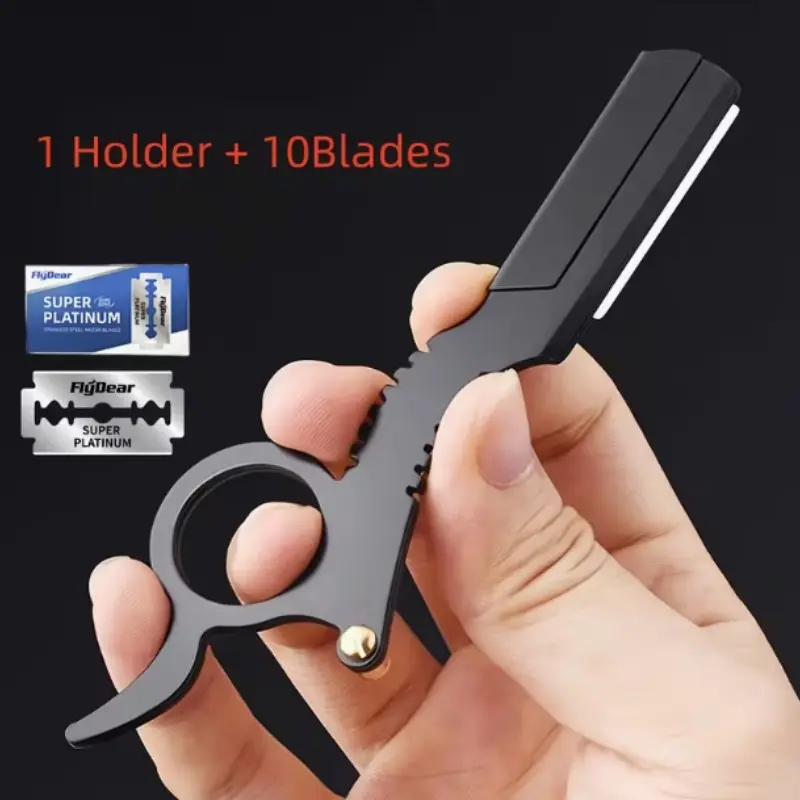 Manual Razor Straight Blade Hair Trimmer, Manual Shaver, Beard Mustache Grooming Knife, Beard Grooming Tools, Replaceable Blades, Precision Beard Trimmer, Men's Barber Tool, Easy to Use