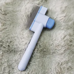 Self-cleaning Pet Grooming Comb, 1 Count Pet Massage Comb with Fine Teeth for Flea Removal, Detangling & Shedding, Pet Grooming Supplies