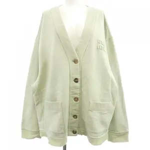 Pre-owned miu miu Cotton Small Leather Goods Garment Dyed Fleece Cardigan