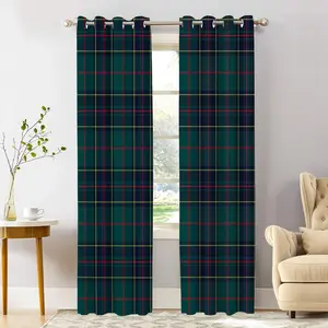 Tartan Plaid Blackout Window Curtains, Green Scottish Fabric Kilt Twill Woven Thermal Insulated Curtains Grommet Top Window Drapes for Living Room, Bedroom 42"W x 108"L (Pack of 2)